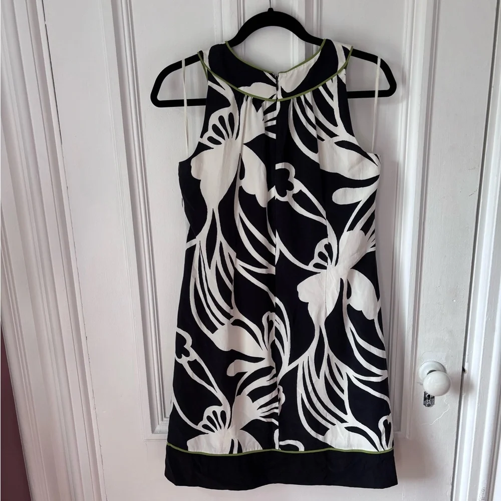 Women’s Anne Taylor Silk Black And White Floral A Line Sleeveless Back Zip Lined - Picture 5 of 11